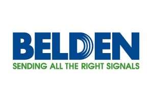 Belden logo and slogan placed in a white background